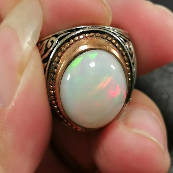 CINCIN BATU AKIK PERMATA NATURAL KALIMAYA KRISTAL WHITE OPAL WELO Ist 07