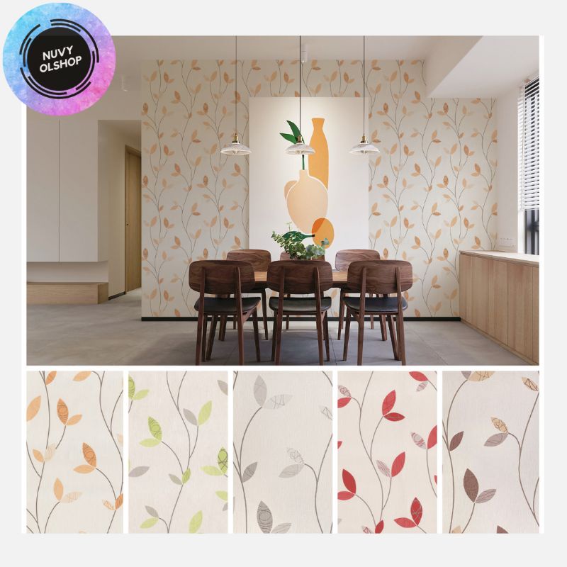 WALLPAPER DINDING VINYL / WALLPAPER DINDING MOTIF DAUN