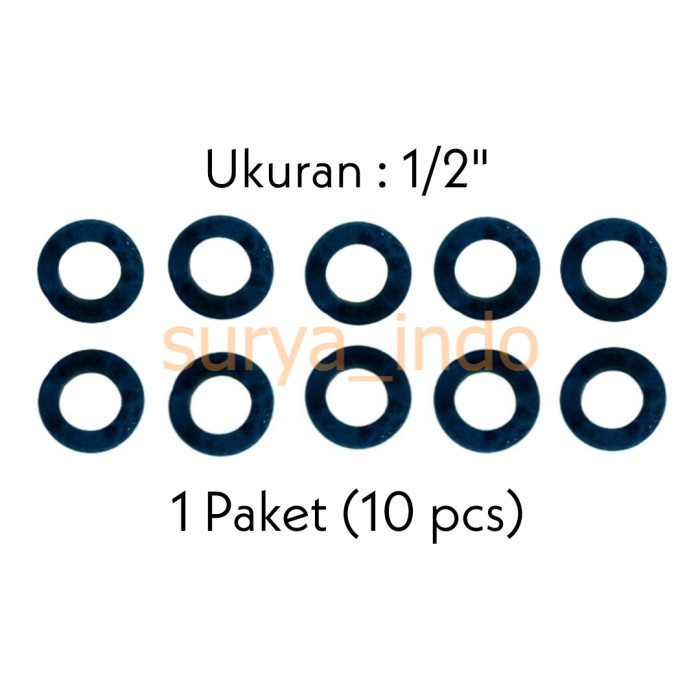 SEAL KARET SELANG 1/2&quot; HITAM 10 PCS KARET SEAL SELANG SHOWER FLEKSIBEL