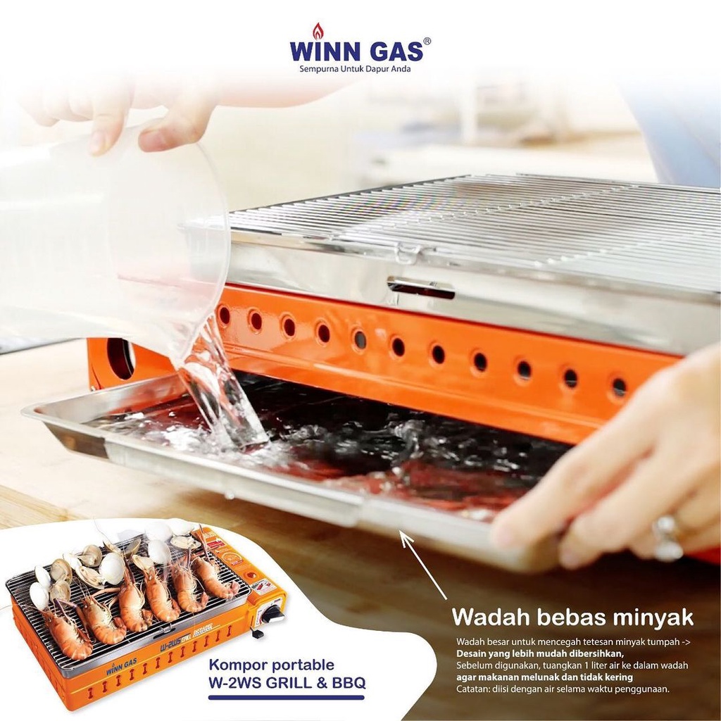 Winn Gas Kompor Portable Grill W2WS - 2 Fungsi / Paket Selang Regulator W88/W900