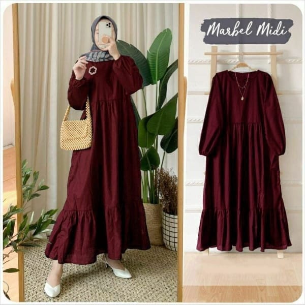 JF Marbel Midi Dress / Midi Dress Jumbo Terlaris Model Terbaru