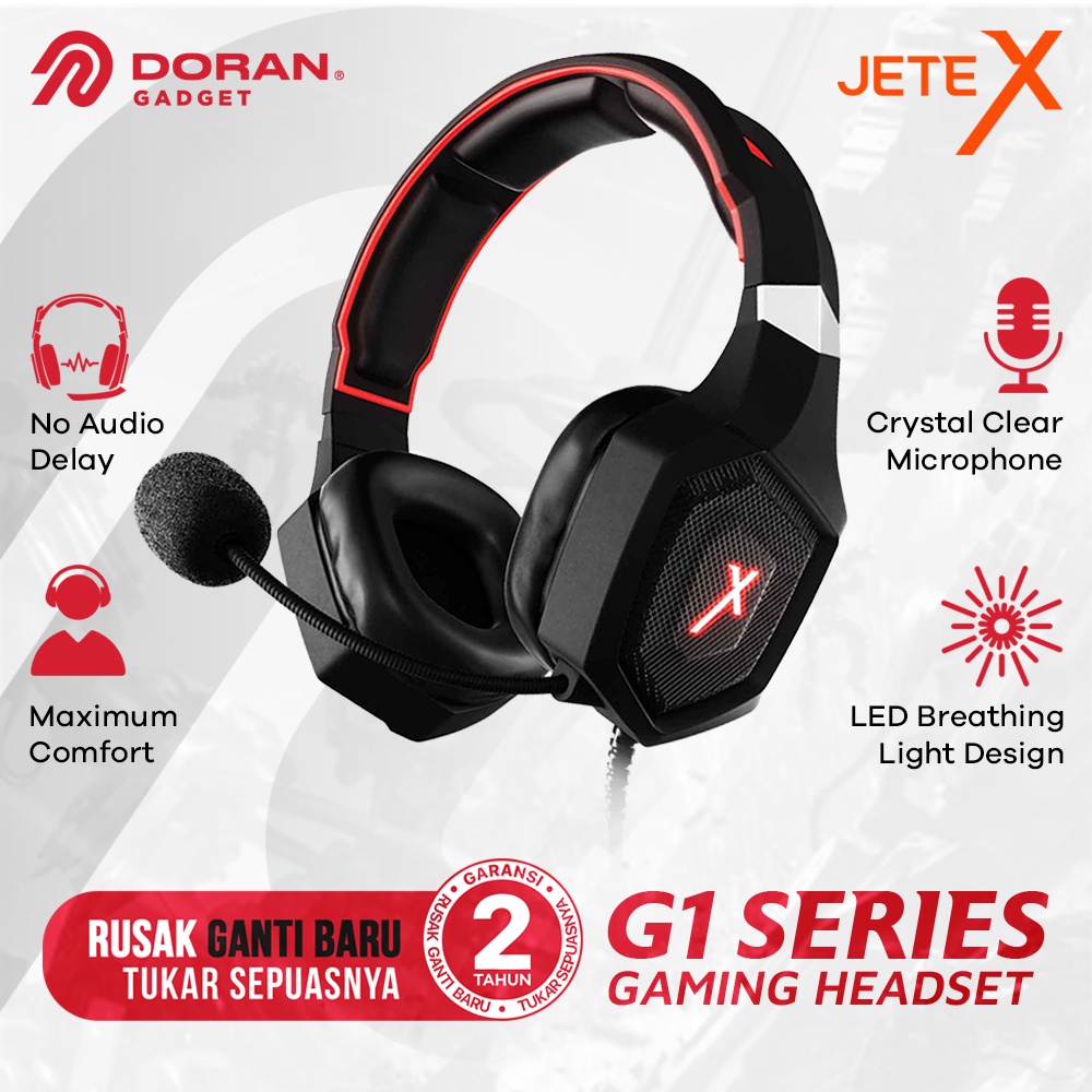 Headset Gaming I Headphone Gaming with Noise Cancelling JETE X G1 - Garansi 2 Tahun