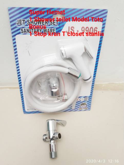 Pket hmt shower toilet bonus stop kran T stanlis steel sus 304 jet shower kran air