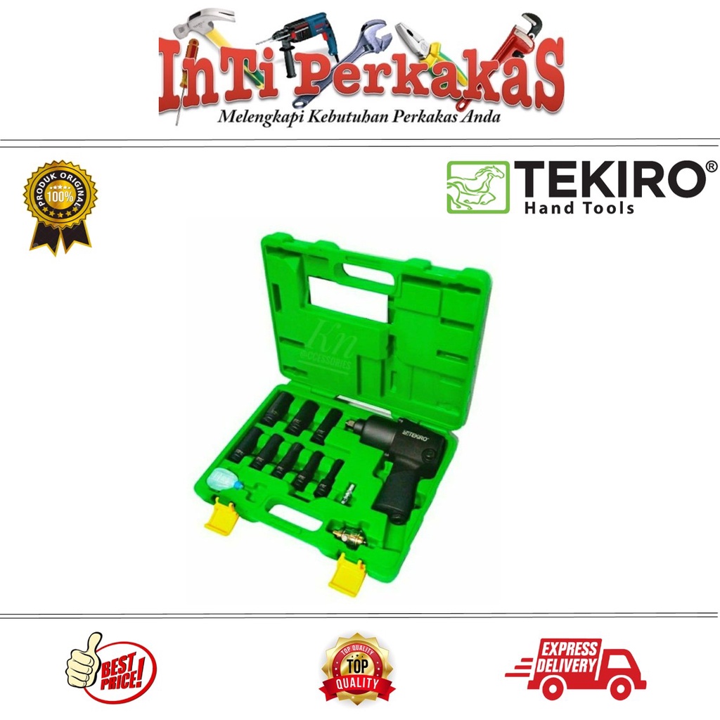 TEKIRO AIR IMPACT WRENCH TWIN HAMMER SET 12 PCS DR.1/2" / KUNCI IMPACT ANGIN SET 12 PCS