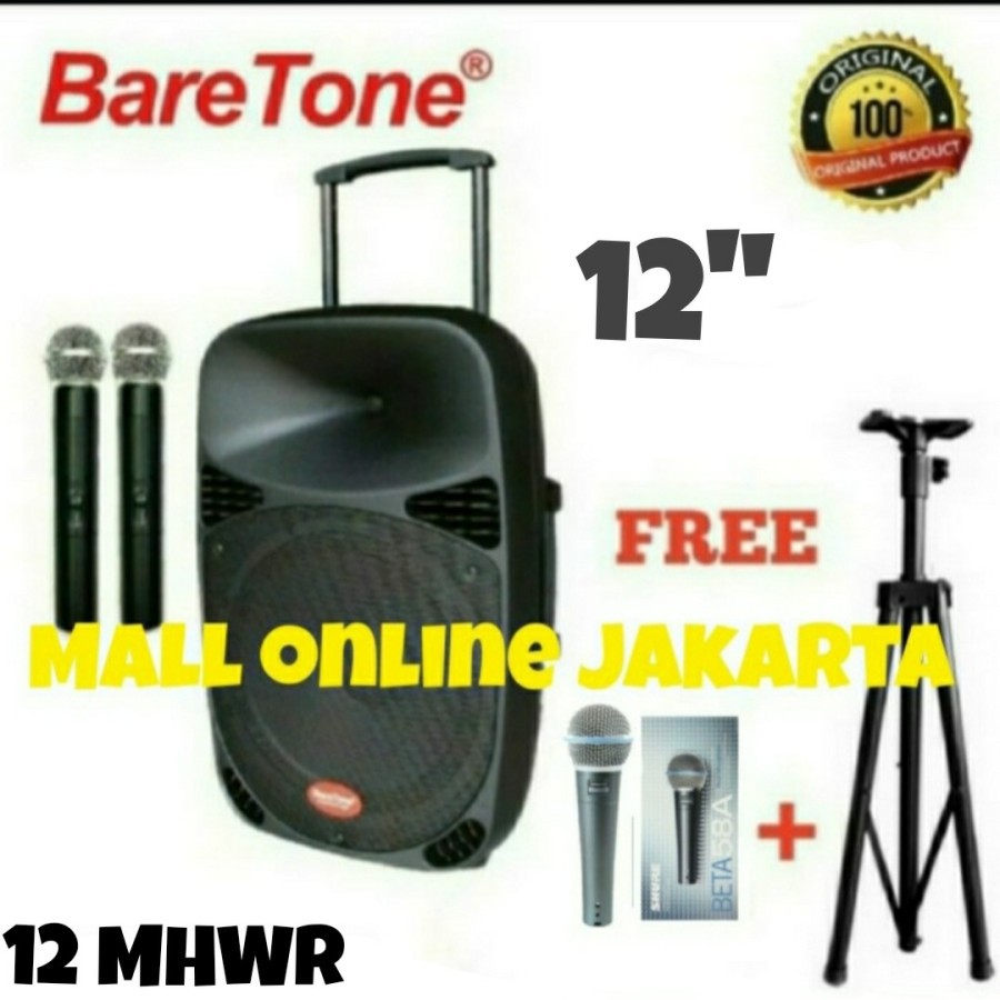 Speaker aktif baretone max12mhwr 12 inch portable USB Bluetooth