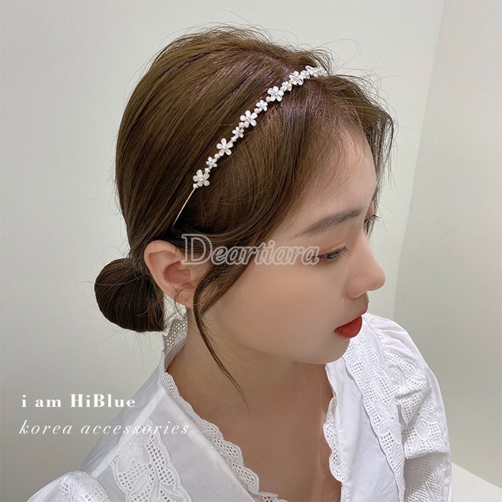 Headband Bentuk Bunga Aksen Kristal Untuk Aksesoris Rambut Wanita