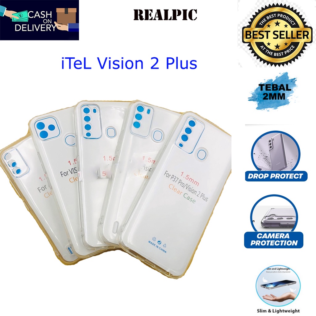 PROMO (BISA COD) Case ITEL VISION 2 PLUS Casing Clear HD KETEBALAN 2MM BENING TRANSPARAN TPU Premium Softcase