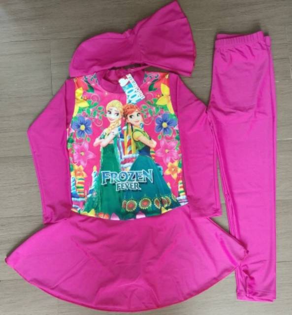 BAJU RENANG MUSLIMAH CORAK KUDA PONY / TSUM-TSUM / FROZEN