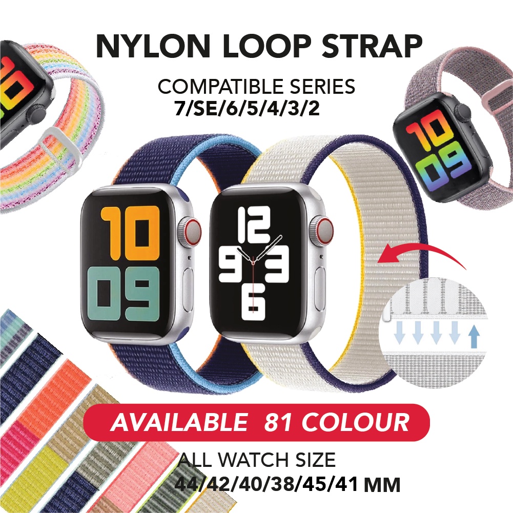 Strap untuk Apple watch series 1 2 3 4 5 6 7 8 9 ULTRA SE IWO HW 41 45 42 44 38 40mm Tali Jam Tangan Strap NYLON Sport Band iwatch