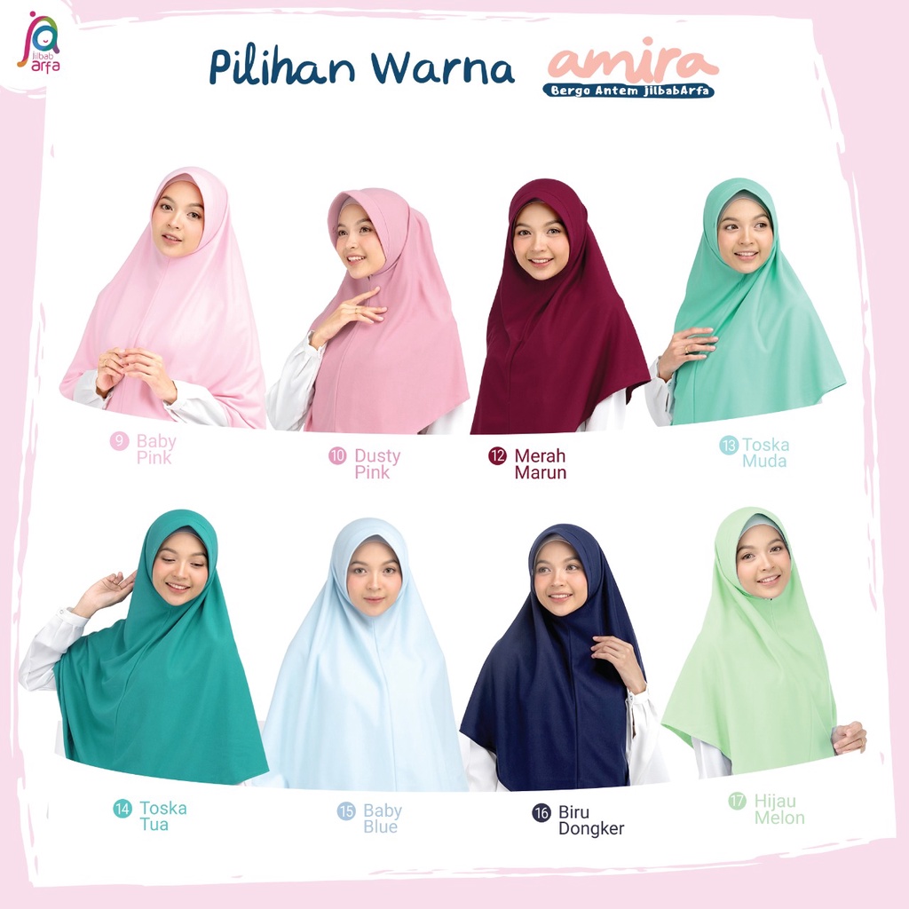 Jilbab Afra ( Jilbab Arfa ) Bergo Amira Pet Antem Size L - Jilbab Instan Bahan Kaos Adem dan Lembut