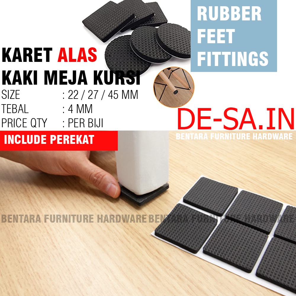 KARET ALAS KAKI MEJA / KURSI HITAM PERSEGI KOTAK - ANTI SLIP RUBBER PAD FEET CHAIR TABLE