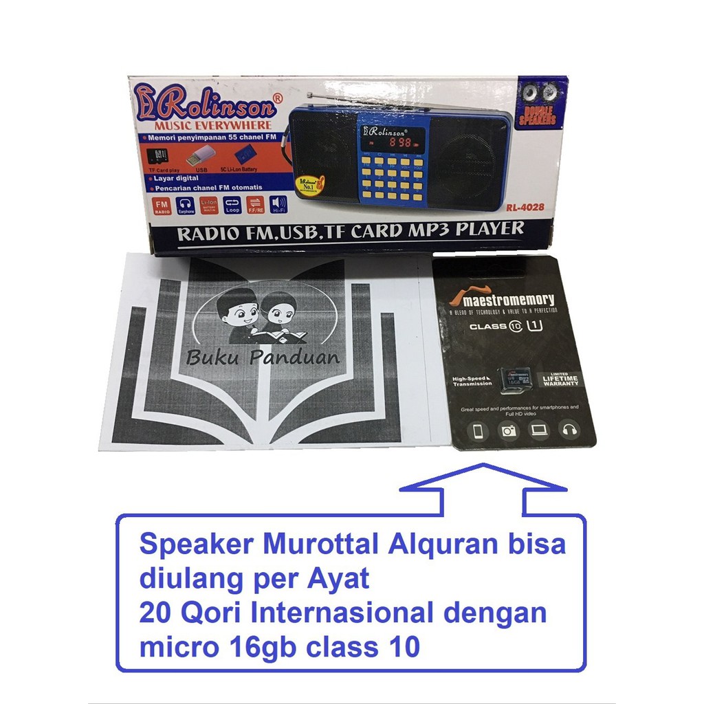Speaker USB Rolinson RL-4028 dan micro memory Alquran 16gb - Speker Spiker RL4028