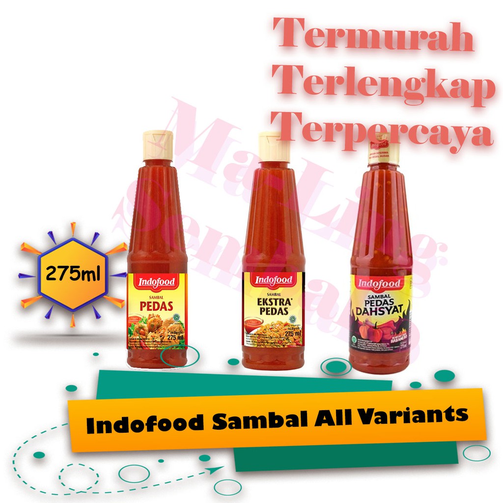 

INDOFOOD SAMBAL PEDAS / EXTRA PEDAS / PEDAS DAHSYAT 275ML, Saos Cabe, Cabe Botol, Saos Sambel