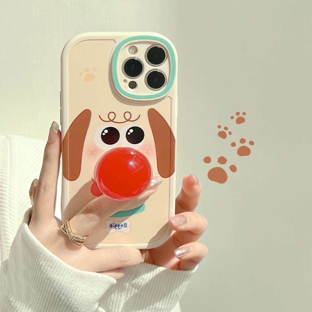 IPHONE 3d Hidung Merah Kartun Lucu Anjing Anjing Lembut Silikon Case Untuk Iphone7 8 PLUS X XR XS 11 12 13 14 MINI PRO MAX SE 2020 Phone Cover