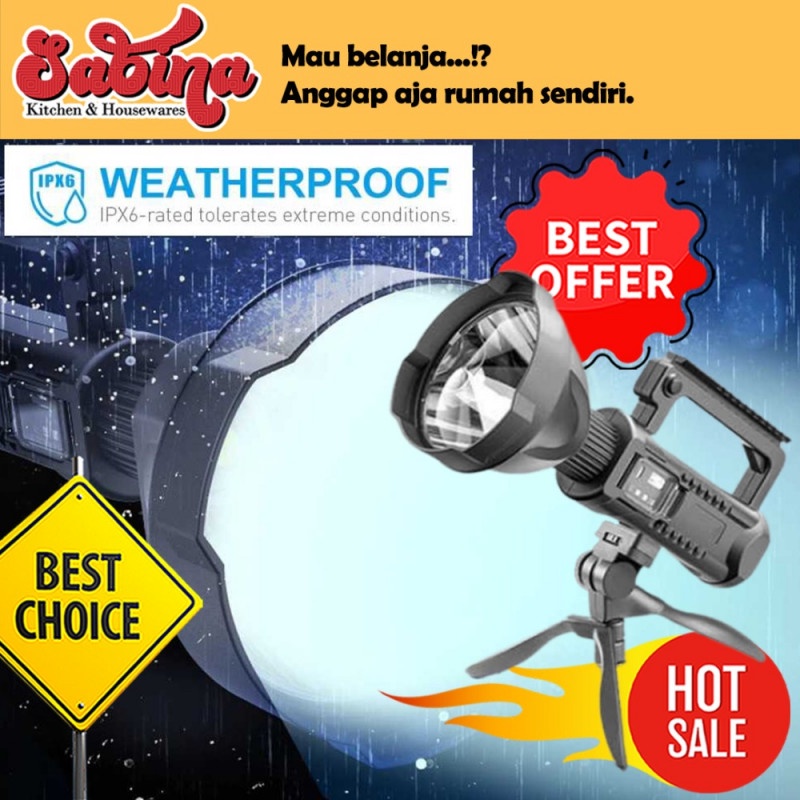 Senter LED Super Bright XHP50 15W USB Rechargeable Weatherproof