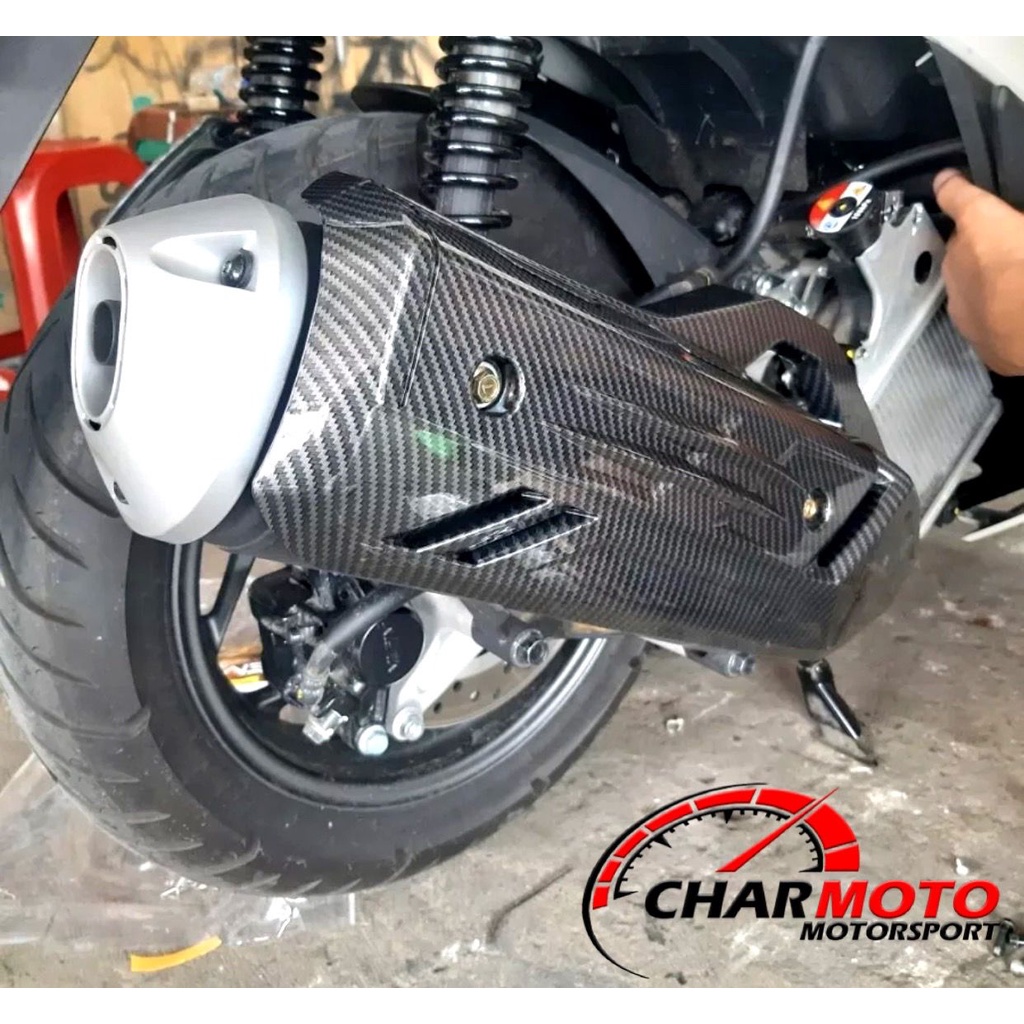 Cover Knalpot Honda Vario 160 PCX 160 Carbon / Tutup Karbon Nemo PNP - Charmoto