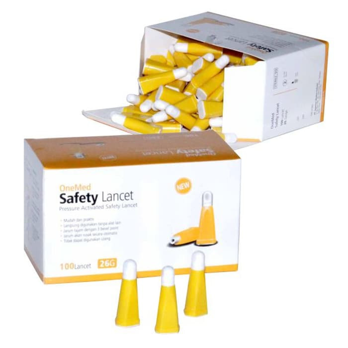 New Safety Lancets 26G OneMed box isi 100pcs