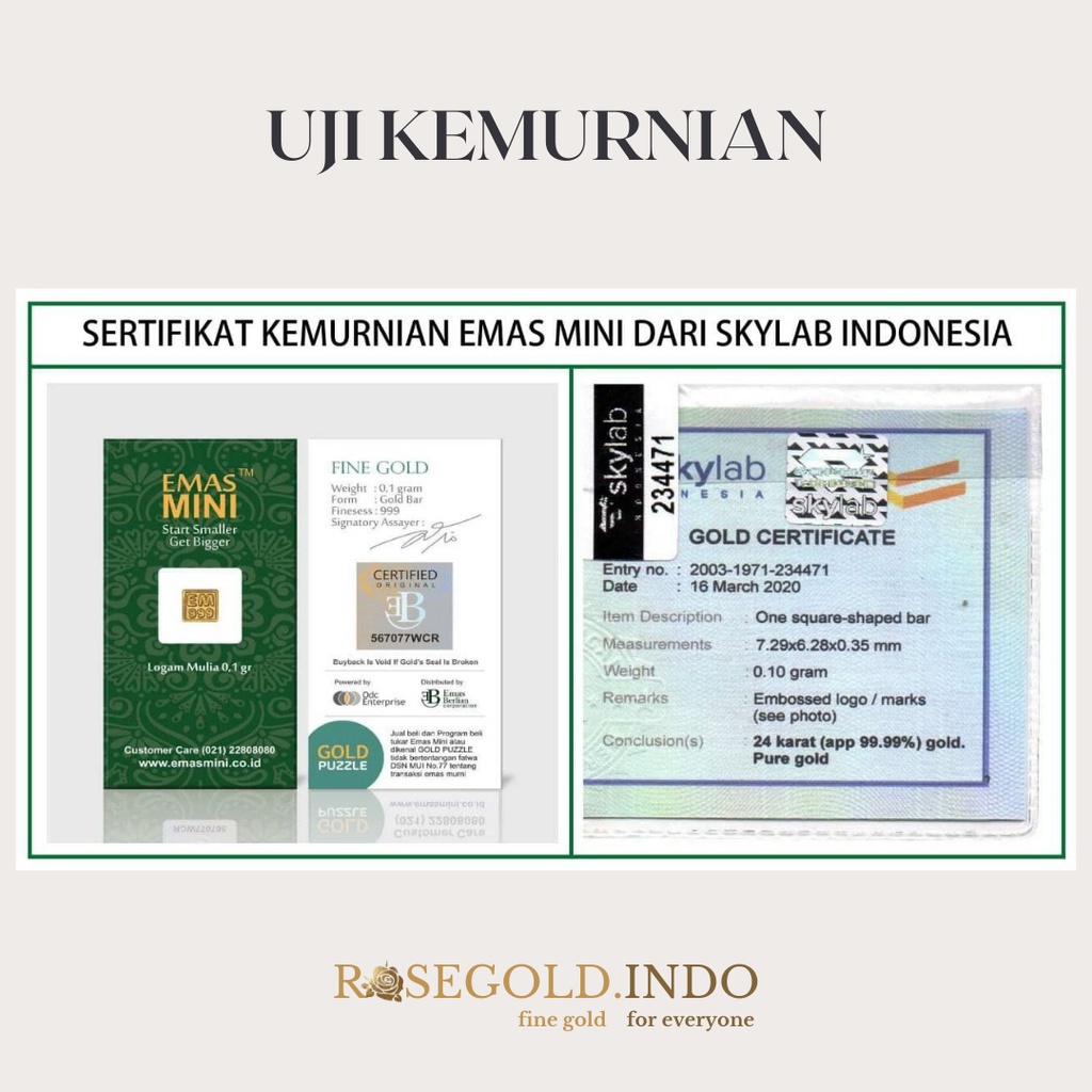 Logam Mulia Emas Mini 0.1g asli 24 karat untuk sovenir kelahiran, wisuda, graduation