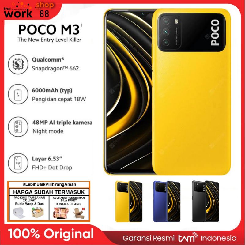 Hp Baru Xiaomi Poco M3 6128 6gb 128gb Garansi Resmi Tam Segel Asli Ram 464 4gb 64gb 6866