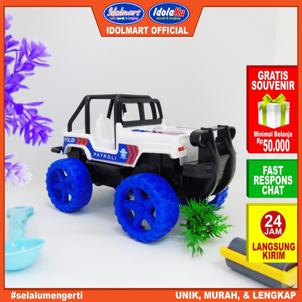 IDOLAKU Maianan Anak Mobil Jeep Big foot police / Mainan SNI rkc02051-2