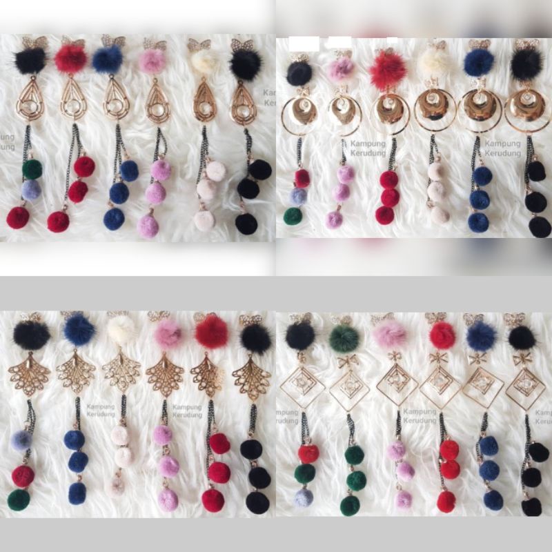 Bros Dagu Pom Pom Cantik Aksesoris Jilbab Hijab Pasmina Segiempat Muslimah Brooch