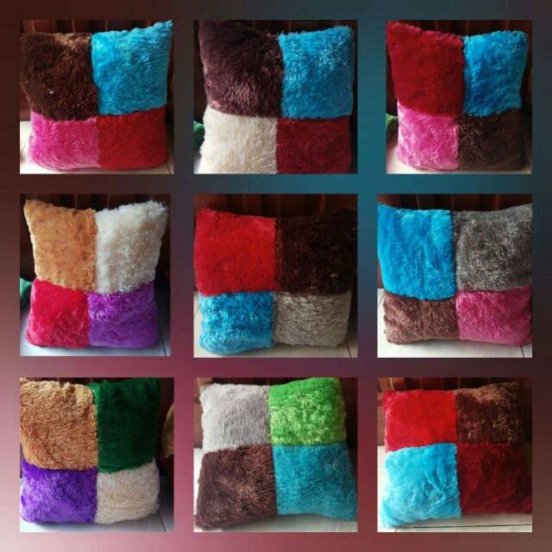 bantal bulu rasfur motif catur
