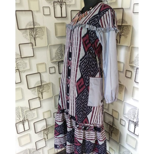 gamis tenun kombinasi