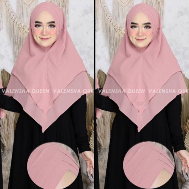 Khimar Silang Hijab Ceruty Babydoll Instant  Jilbab Tumpuk Tepi Jahit Rapi