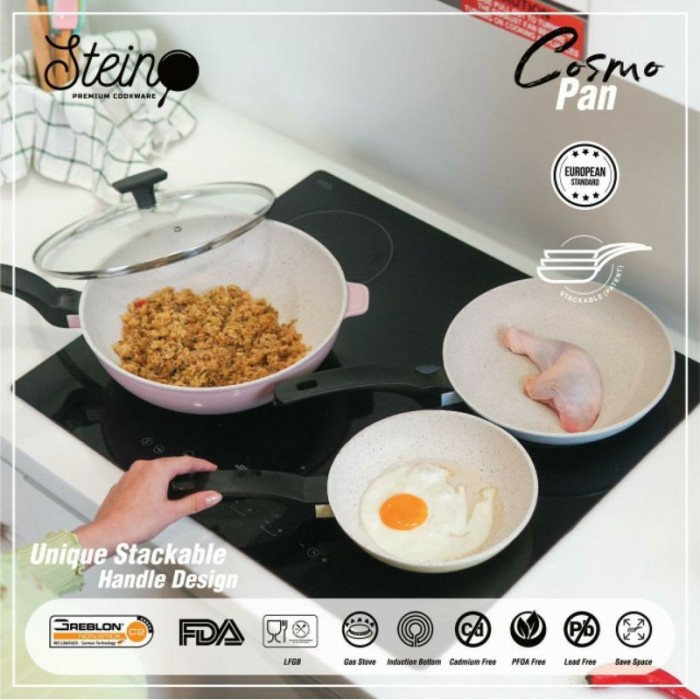 COSMO PAN stackable/floating pan STEINCOOKWARE (3PAN +1TUTUP)