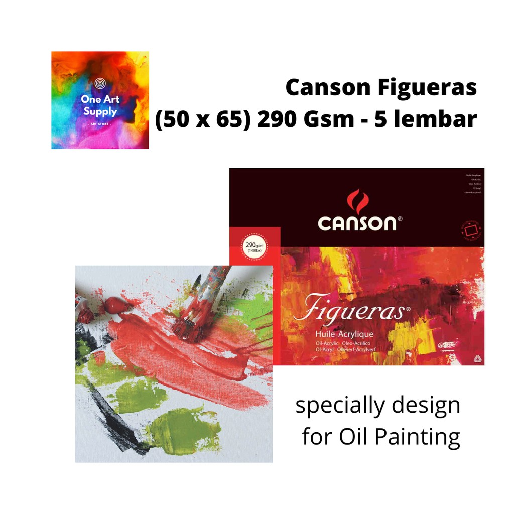 

Canson Figueras size 50x65 - 290 gsm - 5 lembar khusus Oil Painting