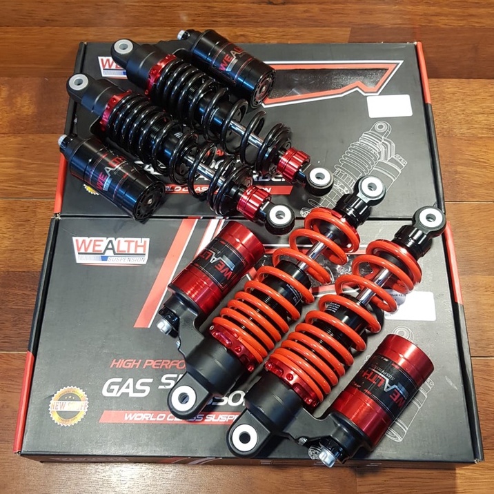 (WEALTH) JUP-Z/VEGA 280MM SHOCK TABUNG ATAS CLICK BAWAH REBOUND BERFUNGSI - BLACK/RED