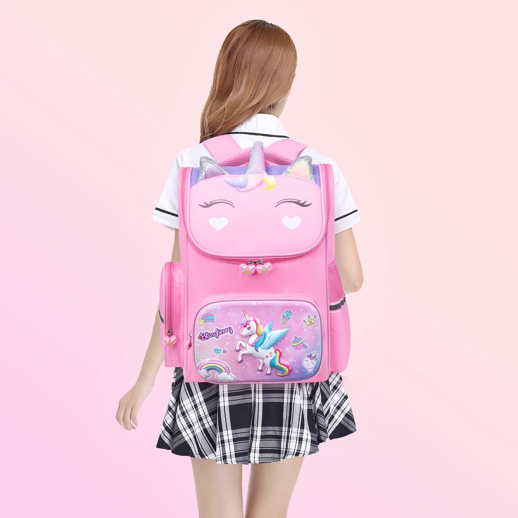 Tas sekolah anak TK SD anak perempuan Unicorn Waterproof import berkualitas backpack unicorn sekolah anak high quality import tas ransel unicorn Tas Grosir Import Blingberry  ransel Blingberry Original