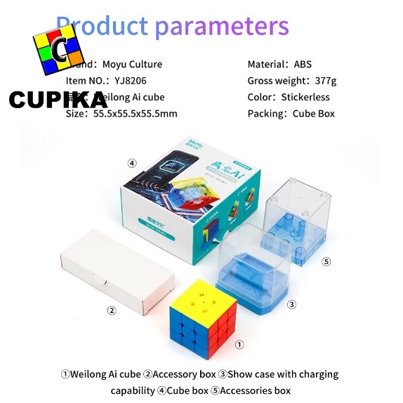 Rubik MoYu WeiLong AI Cube Smart Magnetic Stickerless 3x3 Bluetooth