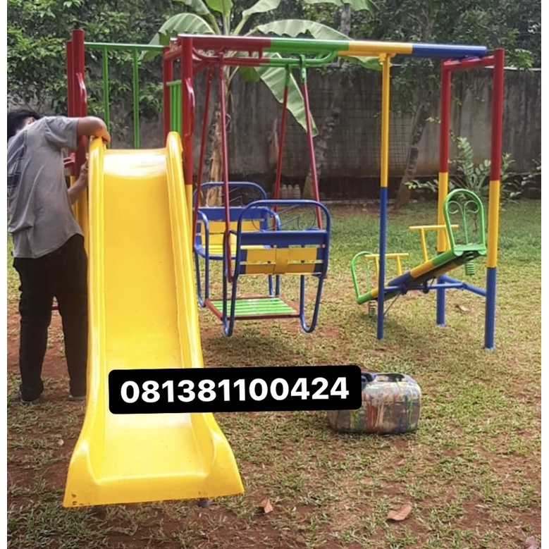 

mainan taman kanak kanak besi anti karat galvanis mainan set tiga free ongkir jkt