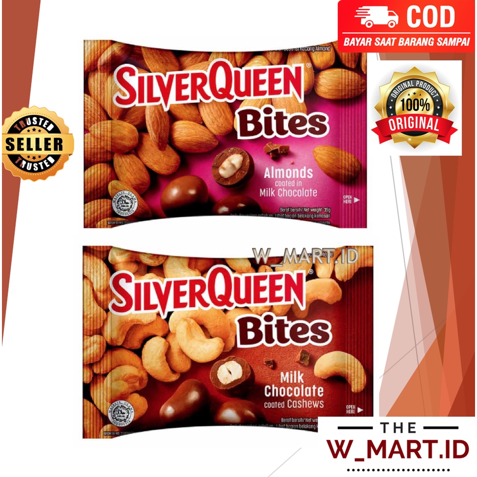 

SILVERQUEEN BITES COKELAT CHOCOLATE COKLAT SILVER QUEEN ALMONDS MILK 40 GR