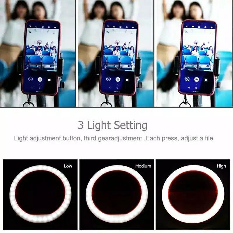 Selfie Ring Light Lampu Selfie 3 Mode LED Rechargeable Tiktok Live Streaming Ring Fill Light