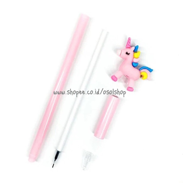 1 Lusin SELUSIN PEN UNICORN RAINBOW Pulpen Pony KARAKTER lucu unik souvenir