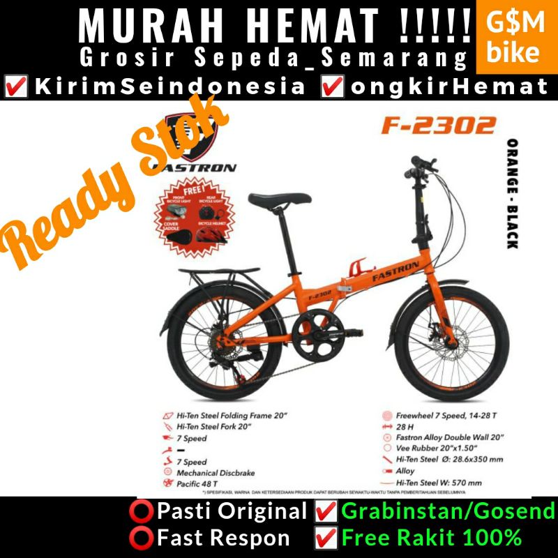 Grosir sepeda semarang sepeda lipat fastron by pacific 20 inch +free bonus helm