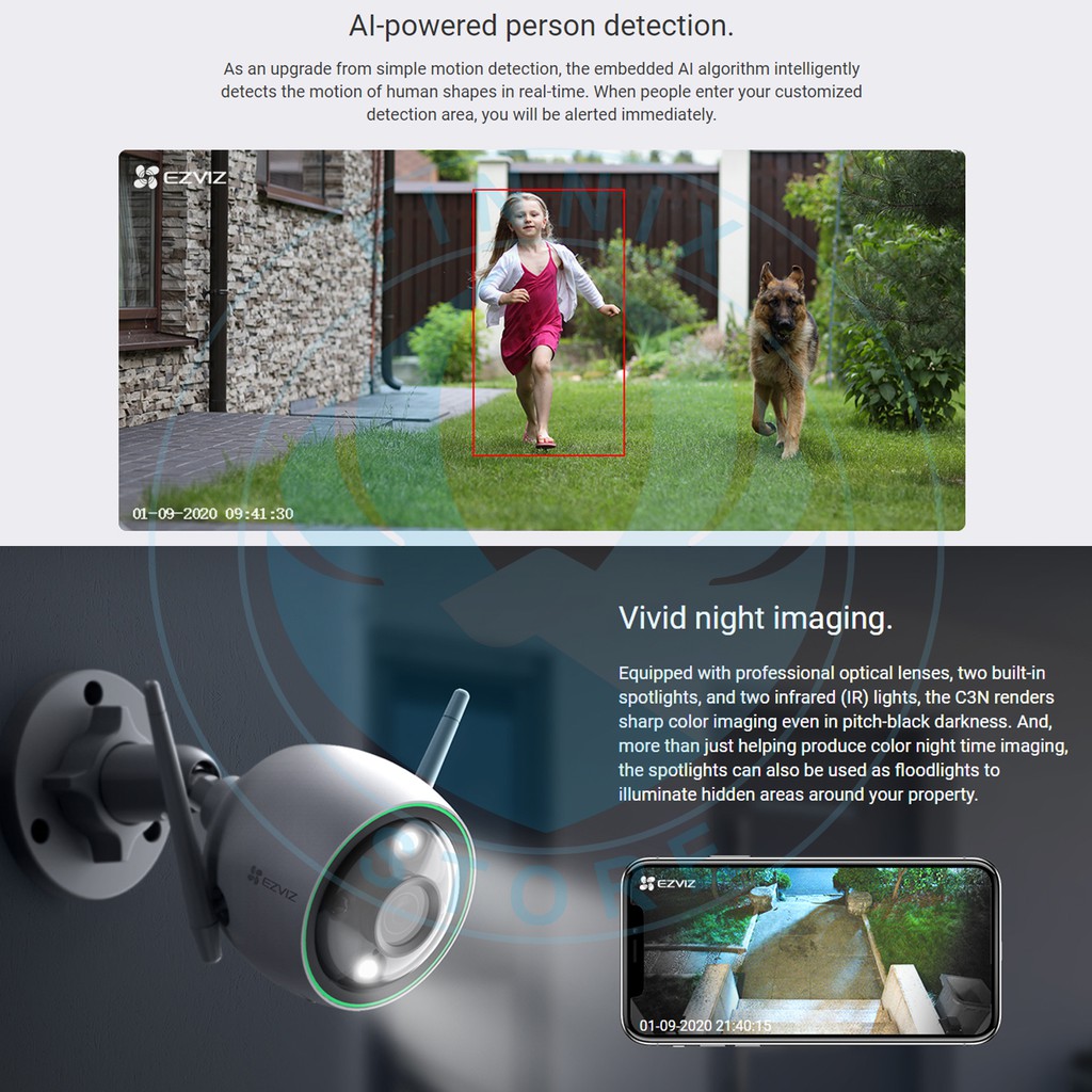 EZVIZ C3N 1080P Outdoor IP Camera CCTV Waterproof - Color Night Vision