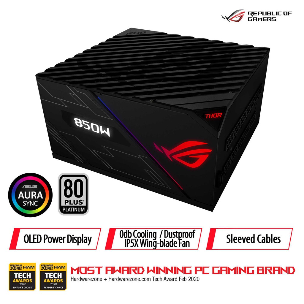 ASUS ROG THOR 850P - 850W 80+ PLATINUM AURA SYNC OLED PSU POWER SUPPLY