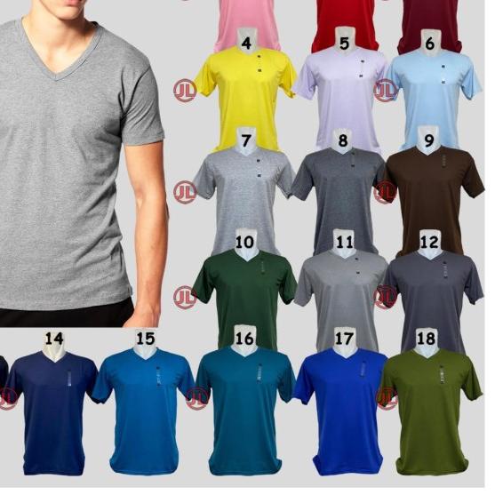 ♀ Kaos polos pria /kaos polos V NECK /kaos polos pria V NECK - M ☏