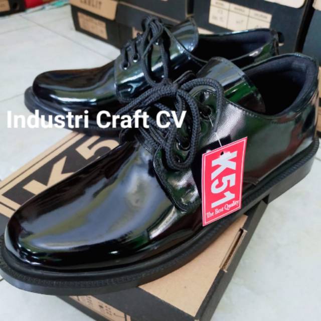 Sepatu PDH Pendek 01 Glossy TNI AD AL AU Sepatu Dinas Kerja PDH Hitam Tali Pria Satpam Security Pantofel Kantoran PNS Guru
