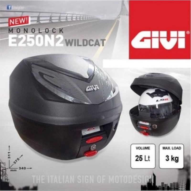 Jual BOX MOTOR GIVI E250N2 TOP BOX GIVI E 250 NS ORIGINAL GIVI Mika