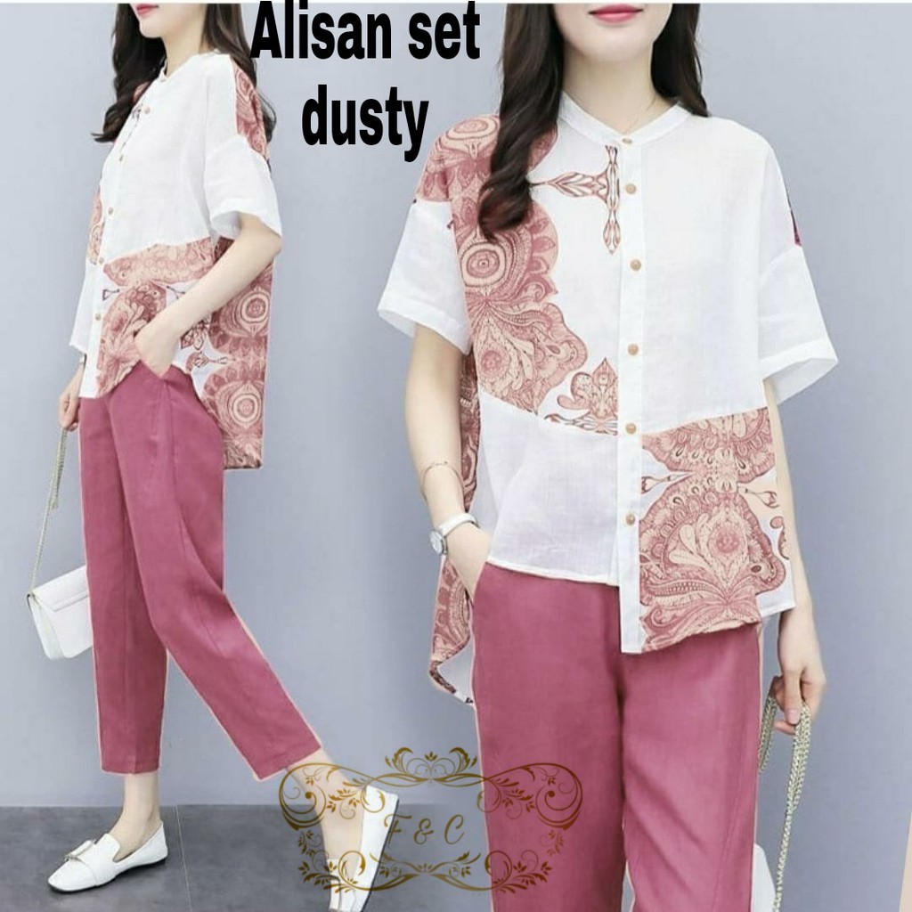 Setelan Celana Batik Alisan/Fashion Wanita/Setelan Celana Wanita Casual/Set Batik Modern/Termurah