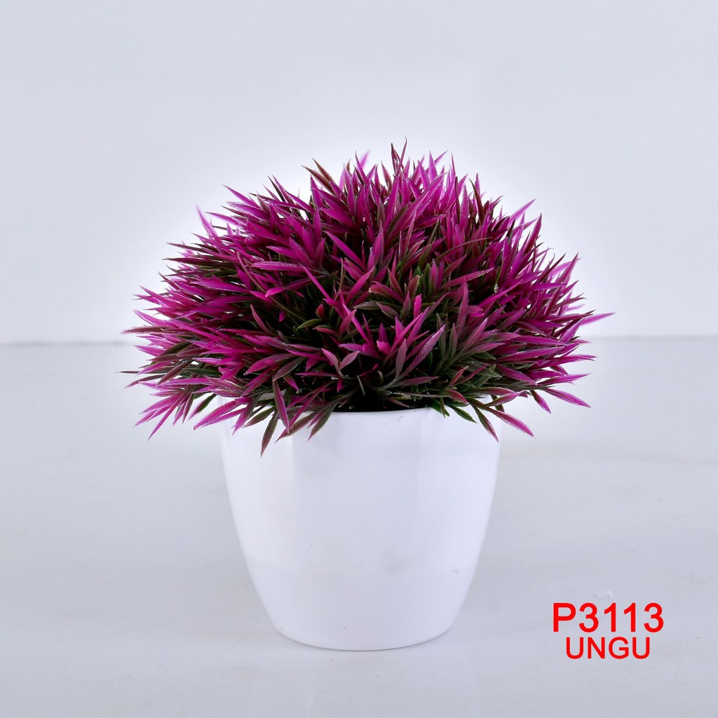 COD / TL88 POT TANAMAN  BUNGA HIAS DEKORASI RUANGAN BUNGA PLASTIK HIAS P3113-UNGU