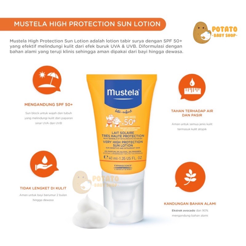 Mustela High Protection Sun Lotion 40ml dan 100ml