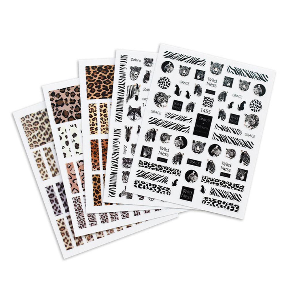 AUGUSTINA Agustina Leopard Stiker Kuku Wanita Hewan Stiker Ular Manicure Perekat Decals