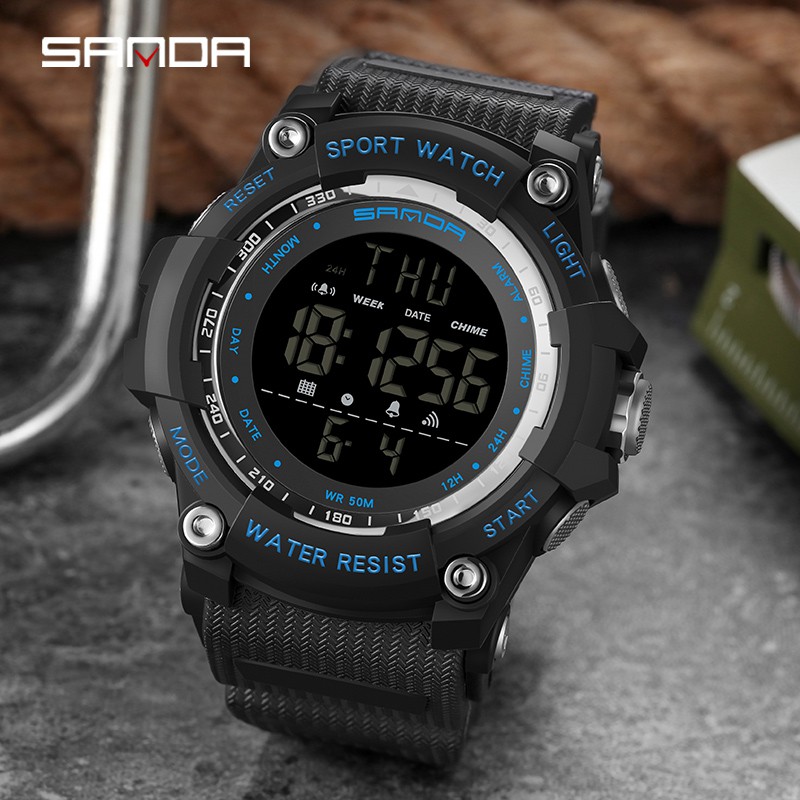 SANDA 2016 Jam Tangan Pria Digital Sport Shockproof Tali Rubber Anti air WATCHKITE WKOS