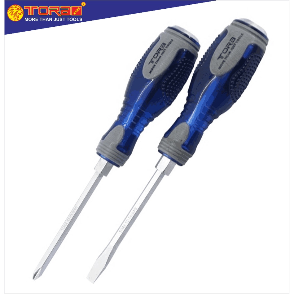 TORA Obeng Tembus Ketok Biru Silver Plus & Minus