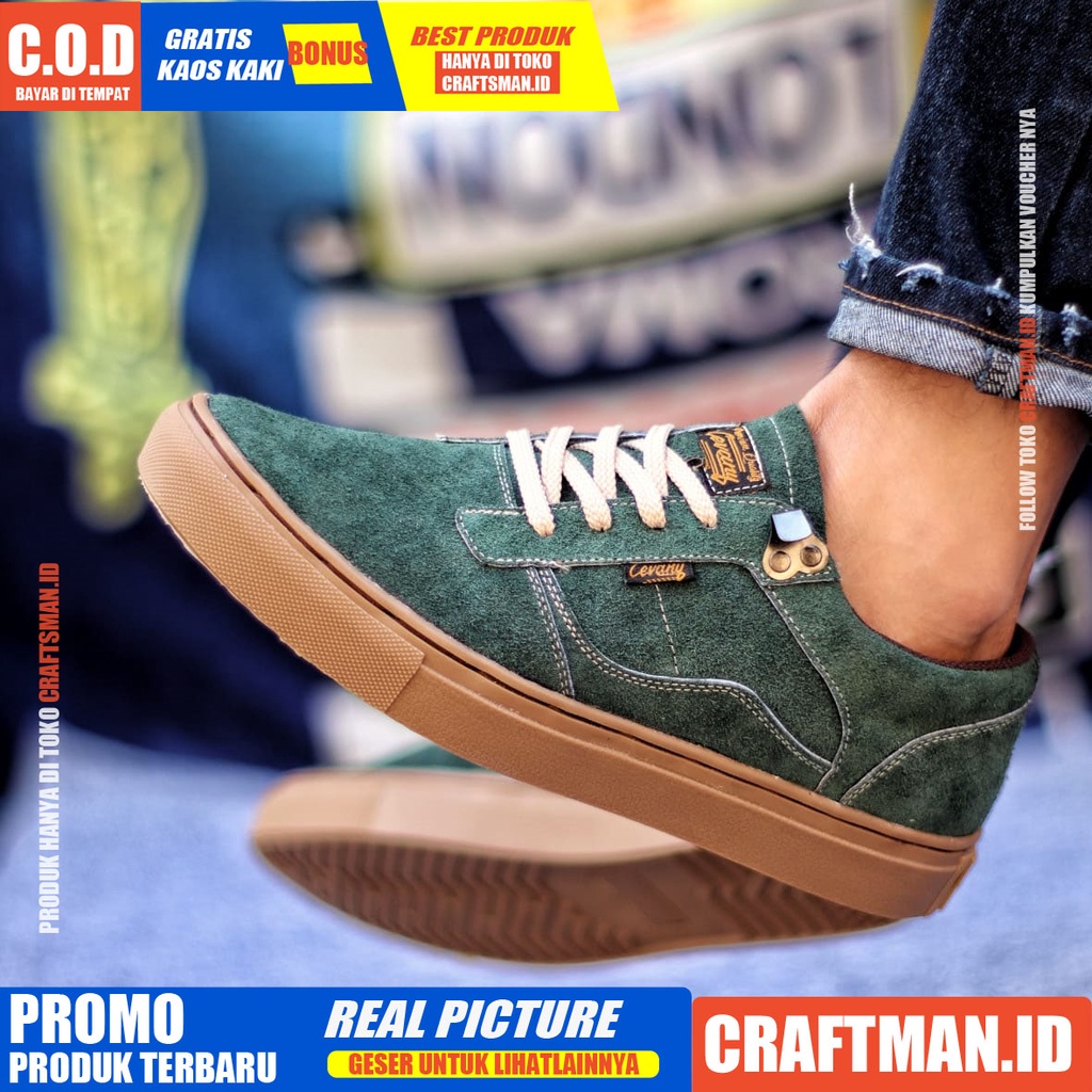 CRAFTS - Sepatu Formal Casual Hitam Sneakers Kerja Pria